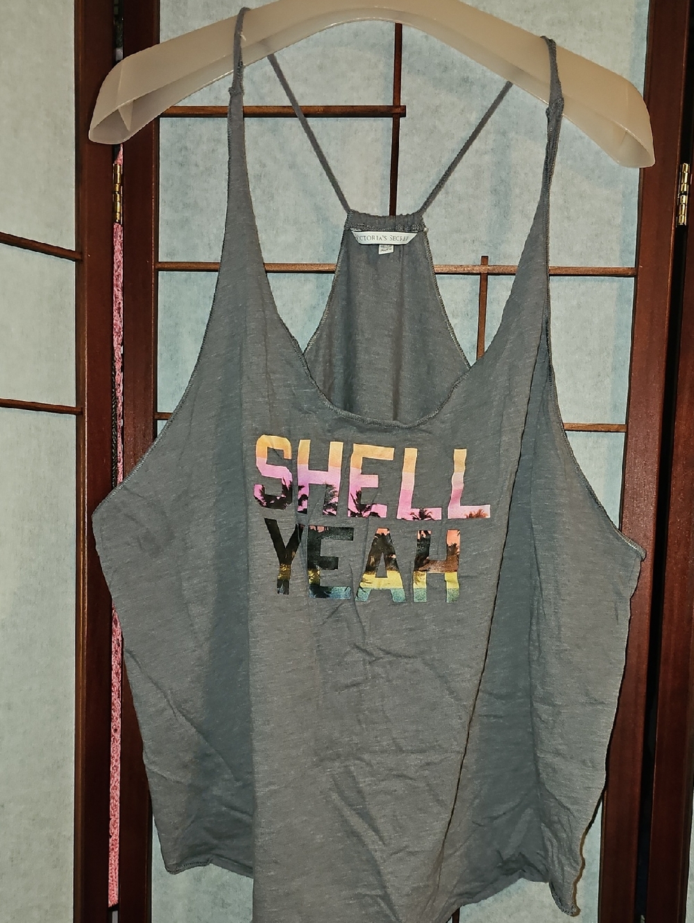 Victoria's Secret Gray Graphic 'SHELL YEAH' Tank Top